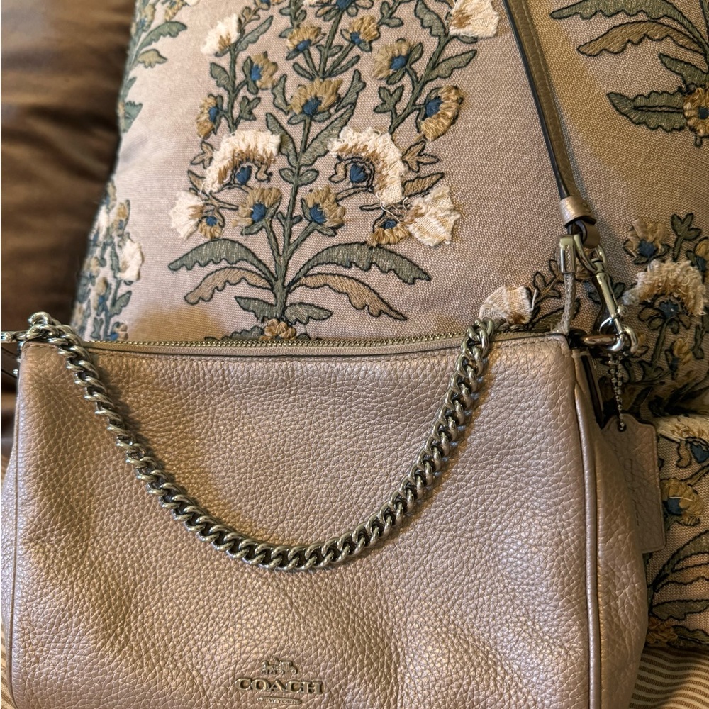 Coach rose gold leather cross body